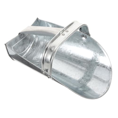 BESPORTBLE Large Stainless Steel Feeding Shovel for Livestock Sturdy Multi-use Feed Scoop Enclosed Handle for Farm Feeding and PET Fodder Distribution