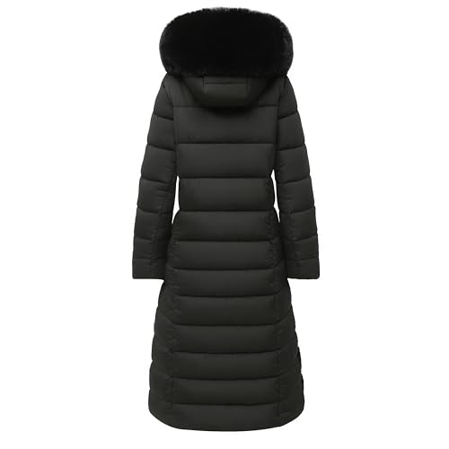 MOERDENG Women's Waterproof Long Winter Coat Thickened Down Alternative Jacket Warm Puffer Jacket Parka - color: Black, size: Small