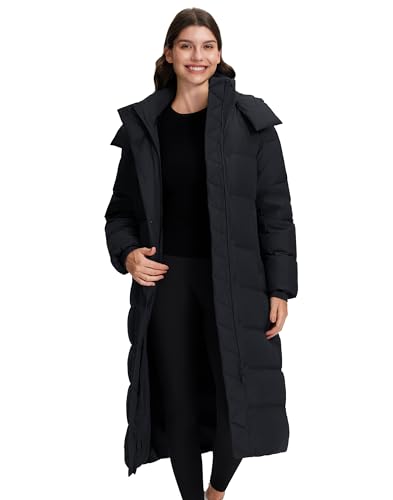 Pioneer Camp Women's Thickened Long Down Jacket 650+ Fill Power Puffer Jacket Winter Coat Parka Jacket with Hood - color: Black, size: XX-Large