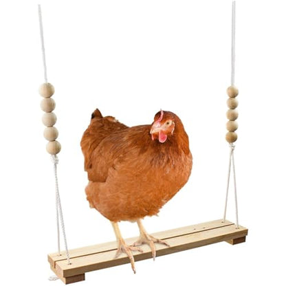 Chicken Swing Toy for Coop Safe Wooden Accessories Large Perch Ladder for Poultry Run Rooster Hens Chicks Pet Parrots Stress Relief for Birds Swings