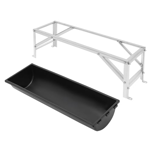 Livestock Feed Trough, 9.25 Gal Large Capacity Animal Feeder with Stand, Heavy Duty Metal Hay & Water Trough for Horses, Goats, Deer, Cattle, Chicken, Easy to Clean & Assemble (Black) - color: Black