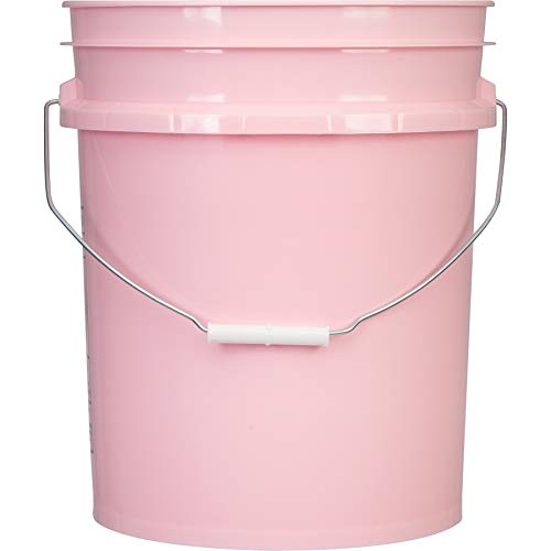 House Naturals 5 Gallon Pink Food Grade Bucket Pail with Air Tight screw on Lid (Pack of 2) Made in USA buckets