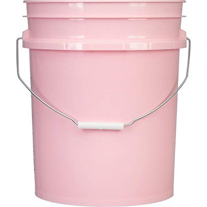 House Naturals 5 Gallon Pink Food Grade Bucket Pail with Air Tight screw on Lid (Pack of 2) Made in USA buckets