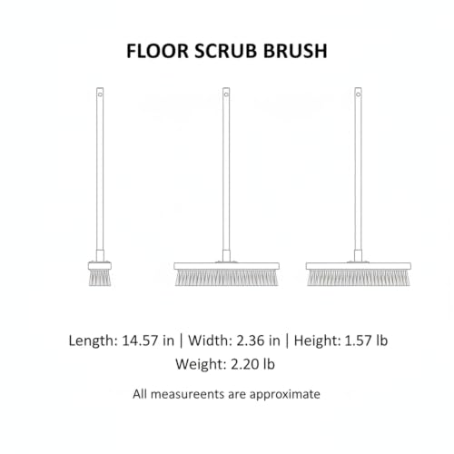 Floor Scrub Brush with Long Handle and Stiff Nylon Bristles for Tile Grout and Bathroom Cleaning (1 PC) - size: 14.57 x 2.36 x 1.57 in
