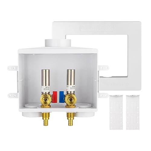 EFIELD Double Drain1/2 Inch PEX Crimp Connection x 3/4 Inch MHT Washing Machine Outlet Box with Stainless Steel Water Hammer Arrestor,(WM046) - size: Crimp Stainless Steel, style: Standard