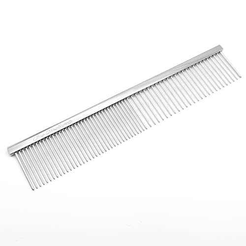 Chris Christensen 000 7.5 in. Greyhound Style Fine/Coarse Colored Butter Comb, Groom Like a Professional, Rounded Corners Prevent Friction and Breakage, Solid Brass with Steel Teeth, Chrome Finish - size: 000 - 7.5 Inch Medium/Fine