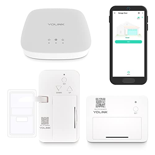 YoLink Smart Garage Door Solution Kit - Convert Any Garage Door to Smart in Seconds! Battery-Powered, No-Wires, No-Tools Super-Easy Installation. Compatible with Alexa & IFTTT - color: White Contoller 2+White Sensor+White Hub