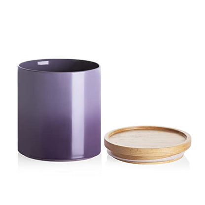 Sweejar Ceramic Food Storage Jar, Stackable Kitchen Canisters, Containers with Airtight Seal Wooden Lid for Serving Ground Coffee, Tea, Sugar, Salt and More - 16 Fl Oz (Gradient Purple) - color: Gradient Purple, style: 16 Fl Oz (4.1"x4.4")