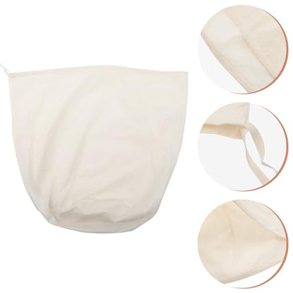 Cotton Nut Milk Filter Bag Large Mesh Drawstring Brew Bag Food Grade Soy Milk and Wine Filter Pouch Cylindrical 50×60cm for Brewing and Straining