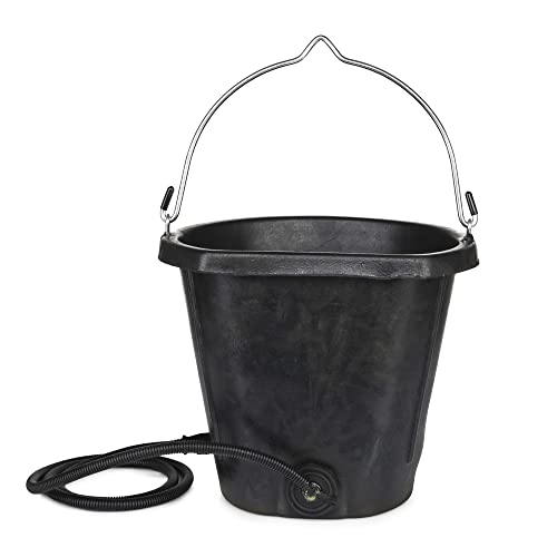 Farm Innovators FB-80R Rubber 3 Gallon Flat Back Heated Bucket with Metal Handle, Built in Thermostat, and Concealed Heating Element, 70 Watt - color: 3 Gallon, size: Single