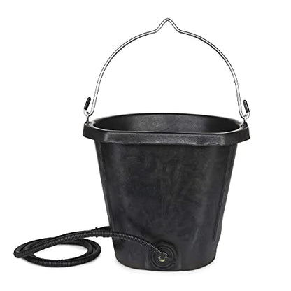Farm Innovators FB-80R Rubber 3 Gallon Flat Back Heated Bucket with Metal Handle, Built in Thermostat, and Concealed Heating Element, 70 Watt - color: 3 Gallon, size: Single