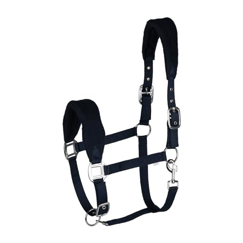 HORZE Fleece-Padded Adjustable Horse Halter, Soft Comfort, Easy On/Off - color: Dark Navy, size: Warmblood