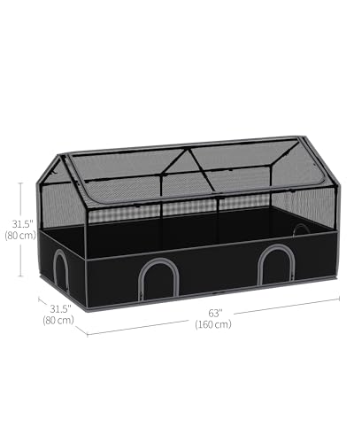 DINMO Small Animal Playpen, 65" Large Chicken Brooder Box with Cover, Waterproof Indoor Outdoor Pet Cage with Sturdy Metal Frame for Bunny, Guinea Pig, Kitten, Puppy, Duck, Hamster, Hedgehog & Black