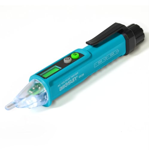 allsun Non Contact Voltage Detector,Dual Mode AC Voltage Detector 12V-1000V High/Low Sensitivity, Live Wire Finder with Flashlight, Auto Off & Buzzer Alarm for Electrical Safety GK28 - style: GK28 Buzzer and LED