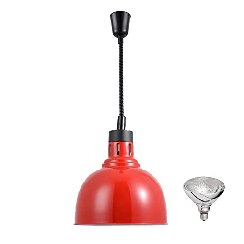 Hanging Food Heat Lamp Infrared Food Warmer Fry Heating Lamp 250W with Light Bulb (Dia25cm(Red)) - size: Dia25cm(Red)