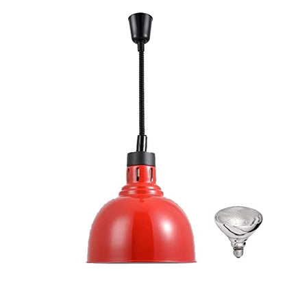 Hanging Food Heat Lamp Infrared Food Warmer Fry Heating Lamp 250W with Light Bulb (Dia25cm(Red)) - size: Dia25cm(Red)
