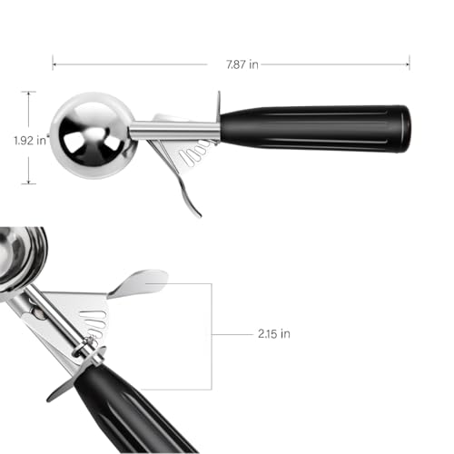 TOPKITCHEN Commercial-Grade Ice Cream Scoop 1 oz, 18/8 Stainless Steel Cookie Scoop with Plastic Handle, Portion Control Disher Scoop for Bakeries,Restaurants & Dessert Shops, #30, Black - size: 1 oz - Black