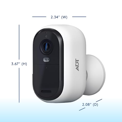 ADT Blu Outdoor Camera, 2K Video, Rechargeable Battery, Spotlight, Night Vision, Weather Resistant, Smart Detection - Compatible with ADT Blu Systems, Subscription Required