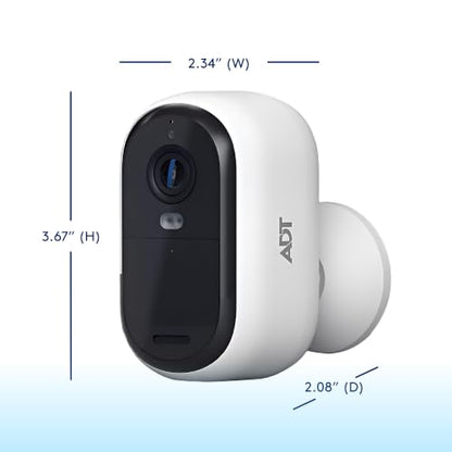 ADT Blu Outdoor Camera, 2K Video, Rechargeable Battery, Spotlight, Night Vision, Weather Resistant, Smart Detection - Compatible with ADT Blu Systems, Subscription Required