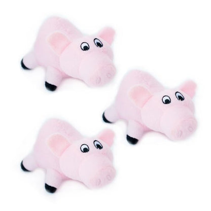 ZippyPaws Burrow Squeaky Pigs Plush Dog Toys, Medium, 3-Pack - size: Miniz