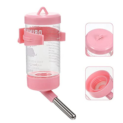 STOBOK 2pcs Hamster Drinking Fountain Hamster Feeding Bottle Bunny Drinking Bottle Water Feeding Equipment Bunny Water Feeder Bunny Dispenser Cat Automatic Stainless Steel Pink Guinea Pig