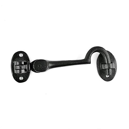Renovators Supply Manufacturing Door Latch Lock 4.5 in. Black Wrought Iron Swivel Style Hook and Eye Latch for Door with Mounting Hardware - color: 4.5-inch Swivel Hook, size: Pack of 1