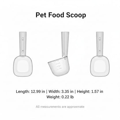 Pet Food Scoop with Built-in Bag Sealer, Durable PP Measuring Cup for Dry Kibble, 13-Inch Long Handle (Pink, Blue, Green) - color: Pink