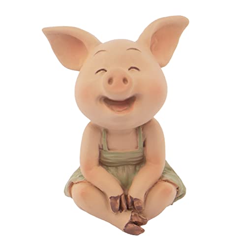 Mini Pig Figurine, Resin Home Decor, Lucky Animal Garden Statue for Micro Landscape - color: Happy Pig