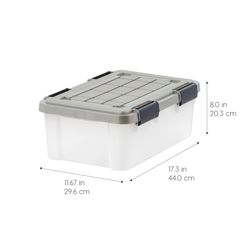 IRIS USA 16 Qt Storage Bins with Gasket Seal Lid, 3 Pack - BPA-Free, Heavy Duty Moving Containers Tight Latch, Weather Proof Tote, WEATHERPRO - Clear/Chrome - size: 16 Qt. - 3 Pack