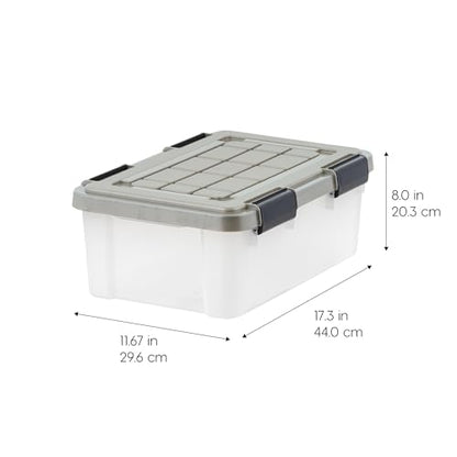 IRIS USA 16 Qt Storage Bins with Gasket Seal Lid, 3 Pack - BPA-Free, Heavy Duty Moving Containers Tight Latch, Weather Proof Tote, WEATHERPRO - Clear/Chrome - size: 16 Qt. - 3 Pack