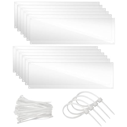 12 Pcs Cage Guard 13.8"x4.7" with Zip Ties Scatter Guard Clear Cage Liner Flexible Side Lining for Rabbit Guinea Pig C&C Metal Wire Playpen - size: 13.8" x 4.7" (12 PCS)