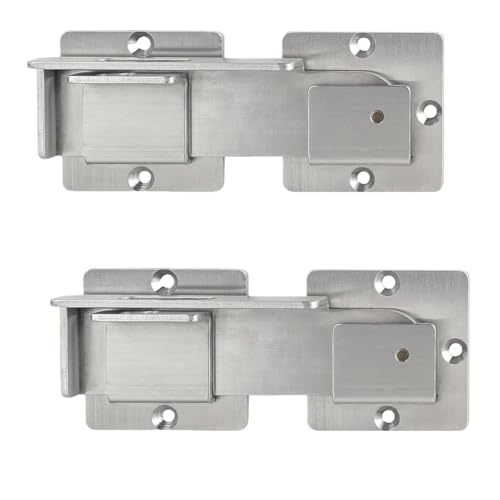 Flip Gate Latch with Padlock Hole,Double Gate Latch for Fence, 4MM Heavy-Duty gate Latch for Wooden Fence,Swing and Sliding Open Gate, Barn Door, Fence, Yard | 360-degree rotation. Left lock or right lock - color: Silver (2 Pcs)