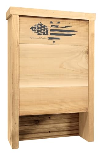 Made in USA, Premium-Grade Red Cedar Bat House, 2 Chamber Bat Box, Easy-to-Install Wooden Bat House Kit, Weather-Resistant Bat Houses for Outdoors, Includes Mounting Screws - Applewood Outdoor - style: 2 Chamber Cedar