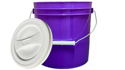 House Naturals 2 Gallon Food Grade Plastic Bucket Purple with Screw on Lid Made in USA (Pack of 5)