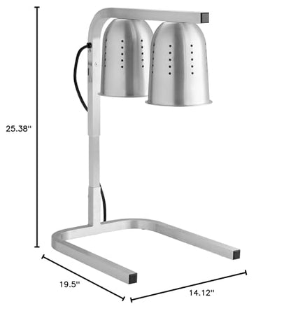 Kratos Commercial Countertop Food Heat Lamp|Freestanding Two Bulb Warmer | Silver Countertop Heat Lamp for Food |120V, 500W | Adjustable Height Design | ETL Certified (31M-003) - size: 2 Bulb-Silver