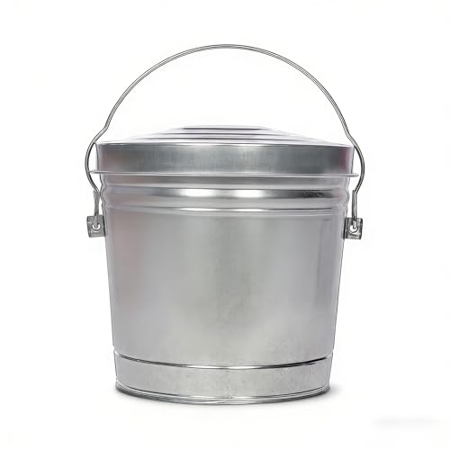 6 Gallon Galvanized Steel Storage Can with Locking Lid Rodent Proof Weather Resistant Metal Container for Pet Food Bird Seed Charcoal