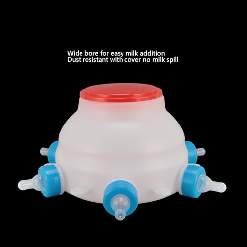 Lamb Milk Feeder Bottle, 6 Pacifier Round PC Plastics Easy to Clean Sheep Feeding Cup, Portable Safe Milk Pot for Piglet Lamb, Lamb Feeding Bottle for Piglets and Lambs
