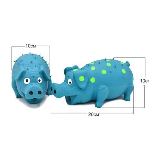 Squeaky Pig Dog Toys, 2 Pack Grunting Pig Dog Toy that Oinks Grunts for Small Medium Large Dogs, Grunting Pig Sound Play Dog Toy - color: Blue and Purple