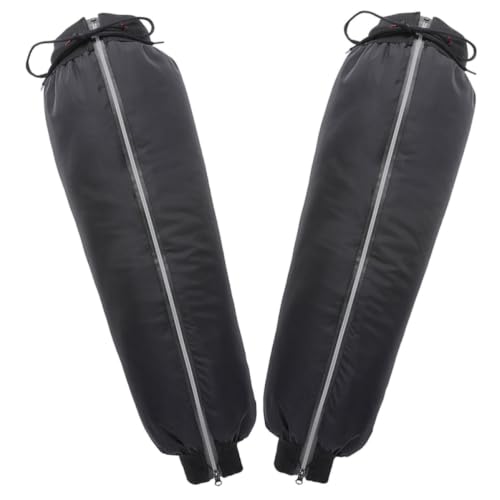 KALLORY 1 Pair Waterproof Thick and Insulated Leg Gaiters for Hiking and Long Riding, Black Pu and Lint Material Calf Covers for Outdoor Protection and Warmth
