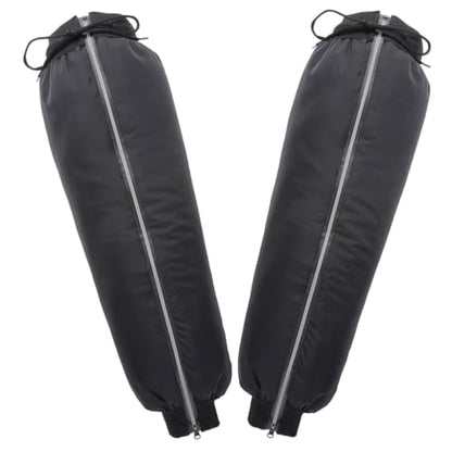 KALLORY 1 Pair Waterproof Thick and Insulated Leg Gaiters for Hiking and Long Riding, Black Pu and Lint Material Calf Covers for Outdoor Protection and Warmth