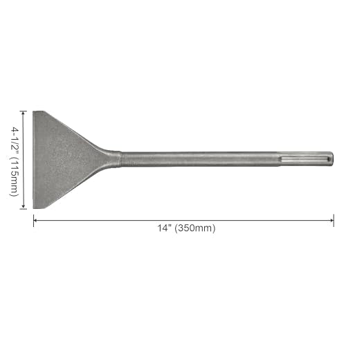 4-1/2 Inch Wide Tile & Thinset Scaling Chisel SDS-Max Shank 4.5" x 14" Thinset Scraper and Floor Scraper Works with 3/4" Shank SDS-Max Rotary Hammers and Demolition Hammers