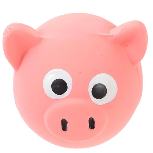 Tofficu Squeaky Pig Head Dog Sturdy Chew Latex Puppy Bite Ball Interactive Training for Large Dogs Household Use