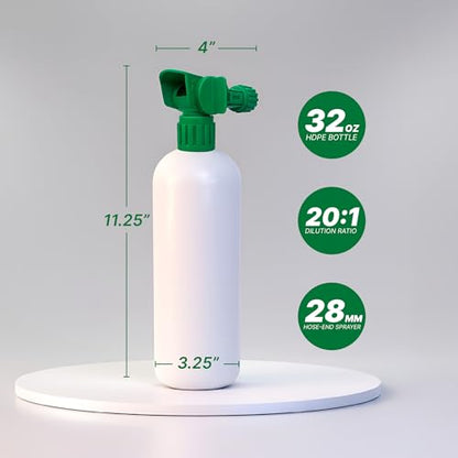 Hose-End Sprayer and 32oz Bottle (48-Pack): Contractor-Grade 20:1 Ratio Lawn and Turf Sprayer Sets for Fertilizer, Odor Control, and Cleaning – Leak-Free, Long-Lasting Construction - size: Bottle + Sprayer