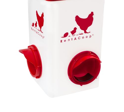 RentACoop Chick2Chicken 5lb 2-Port Feeder - Includes Anti-Roost Lid and Slider Port Covers - Suitable for Quail, Pigeons, Doves, Chicks, and Adult Chickens