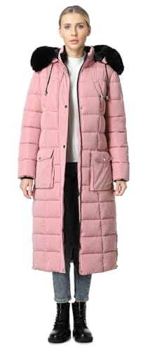 MOERDENG Women's Waterproof Long Winter Coat Thickened Down Alternative Jacket Warm Puffer Jacket Parka - color: Pink, size: Small