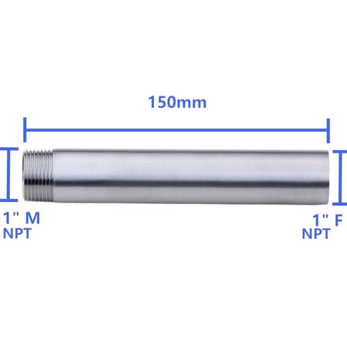 CONSTELLAR 304 Stainless Steel Pipe Nipple - 1" NPT Male x 1" NPT Female Threaded Fitting, 6 Inch (150mm) Length 3mm Wall Thickness Heavy Duty Seamless Pipe Nipple for Water Gas Oil fluid (1 Pack) - size: 1" NPT Male x 1" NPT Female, style: 150mm (6 inch)