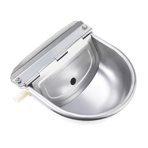 Stainless Steel Automatic Pet Water Dispenser,Automatic Dog Water Bowl Water Animals Waterer for Cattle Horse Goat Sheep Dog, with Floating Valve,Hose and Accessories(Without Drainage Hole)