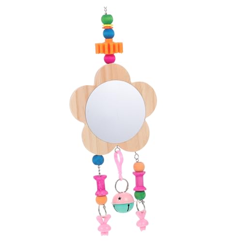 COLLBATH Wooden Chicken Mirror Bells Interactive Pet Hen Toy for Playtime Coop Fun Reflective Accessory for and Hens Encourages Engagement and Enrichment
