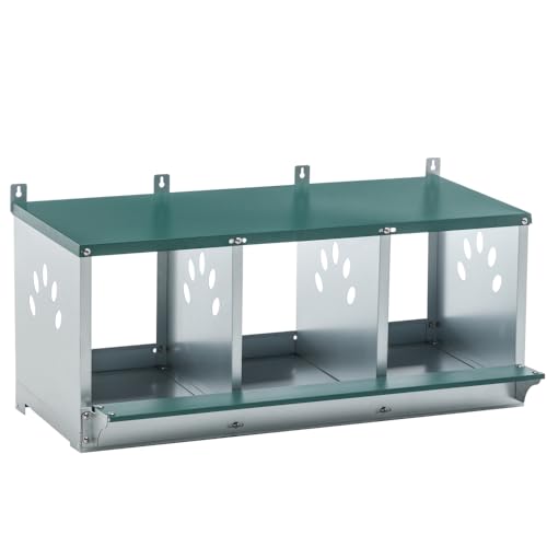 10-Bay Galvanized Steel Nesting Box for Chickens and Ducks, Wall-Mounted Poultry Laying Coop with Ventilation, Durable Rust-Resistant Design for Backyard Farms (3-Hole,Green) - color: 3-Hole,Green