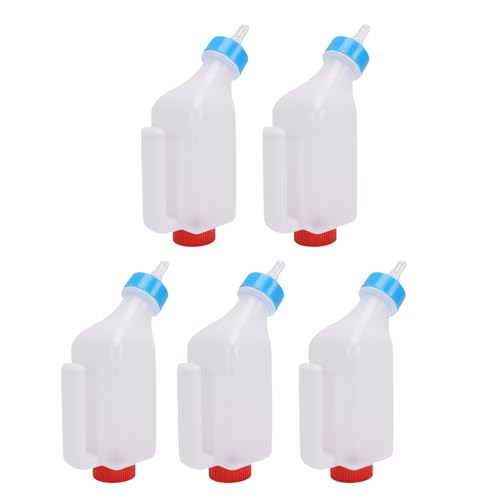 Lamb Feeding Bottle, 5 Pack 500ML Goat Milk Feeder with Hanging Hook Food Grade Plastic Nursing Bottle for Lambs Livestock